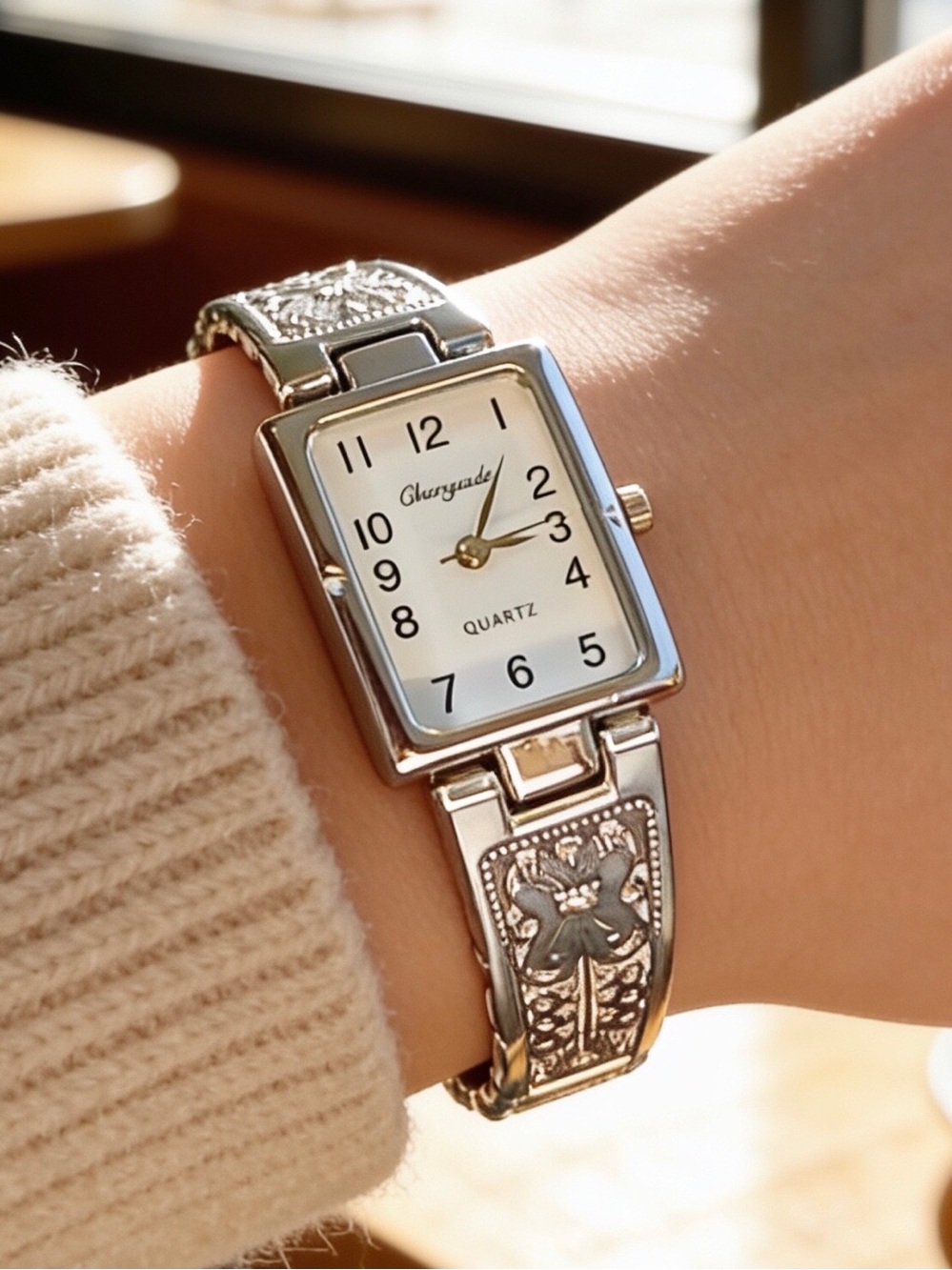 NEW Bright Silver Chaoyade 7" Bracelet Watch For Women